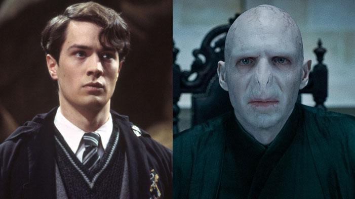 Tom Riddle on left and Voldemort on right